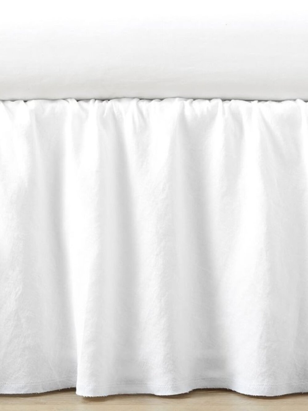 NEW Pottery Barn Kids European Linen Ruffle Crib skirt in White